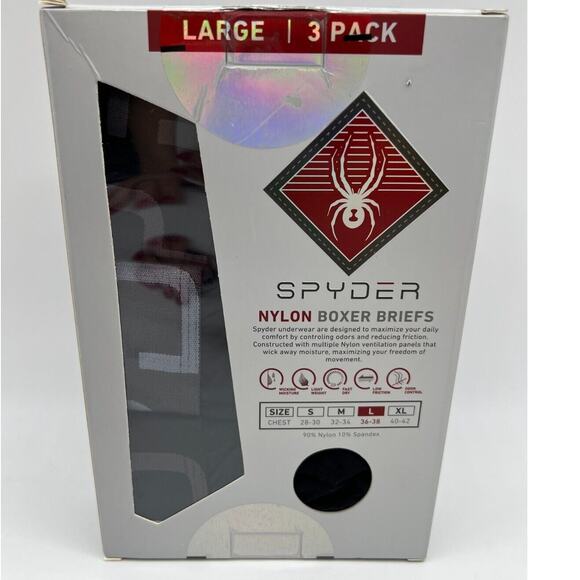Spyder Nylon Boxer Briefs Black Men's 3 Pack Size L NEW - Picture 9 of 12